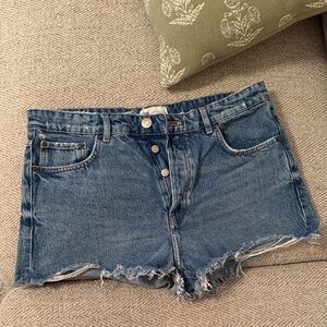 Zara Blue Distressed Jean Shorts